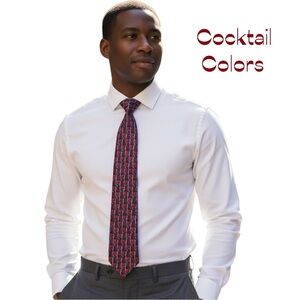 Cocktail Colors Burgundy Silver Black Silk Necktie